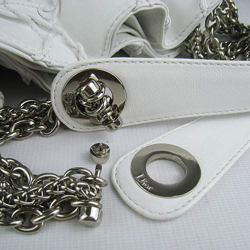 Christian Dior 1816 Lambskin Leather Tote Handbag-White